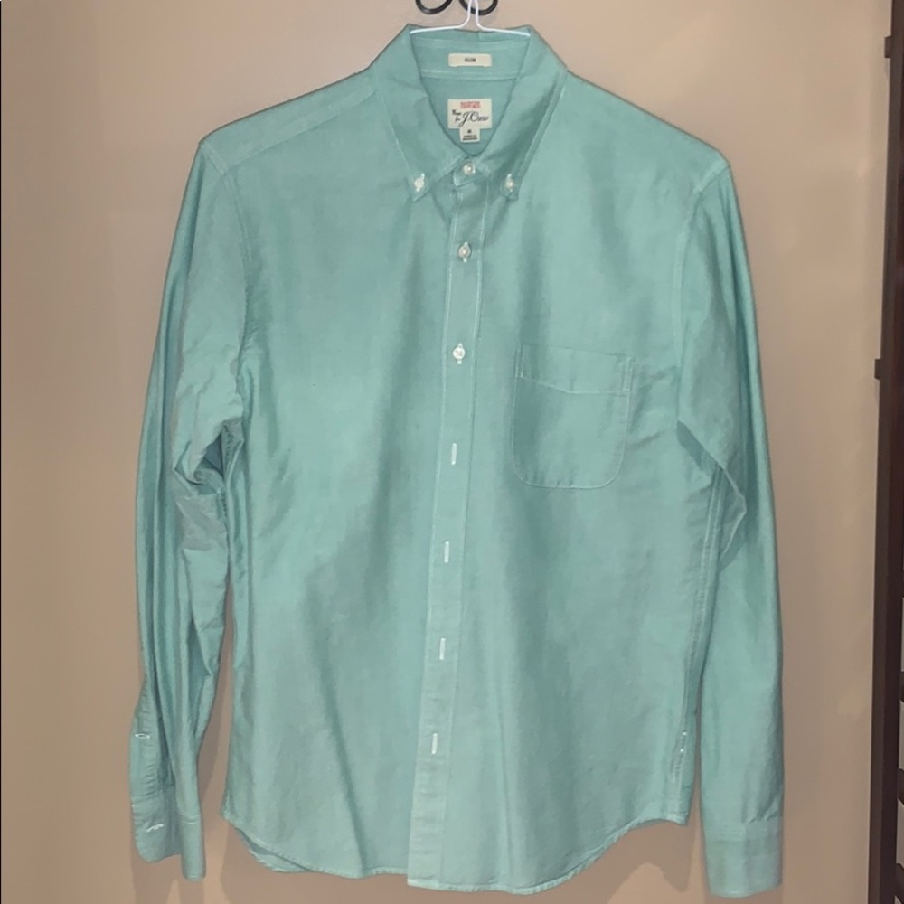 Mens J.Crew Oxford Button Down Slim Style Green